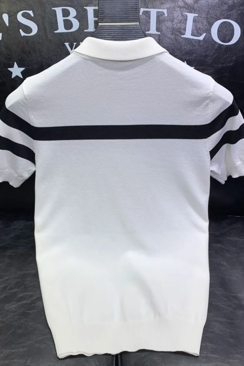 Men's Full Size Striped Collared Neck Short Sleeve Polo Plus Size, image 3