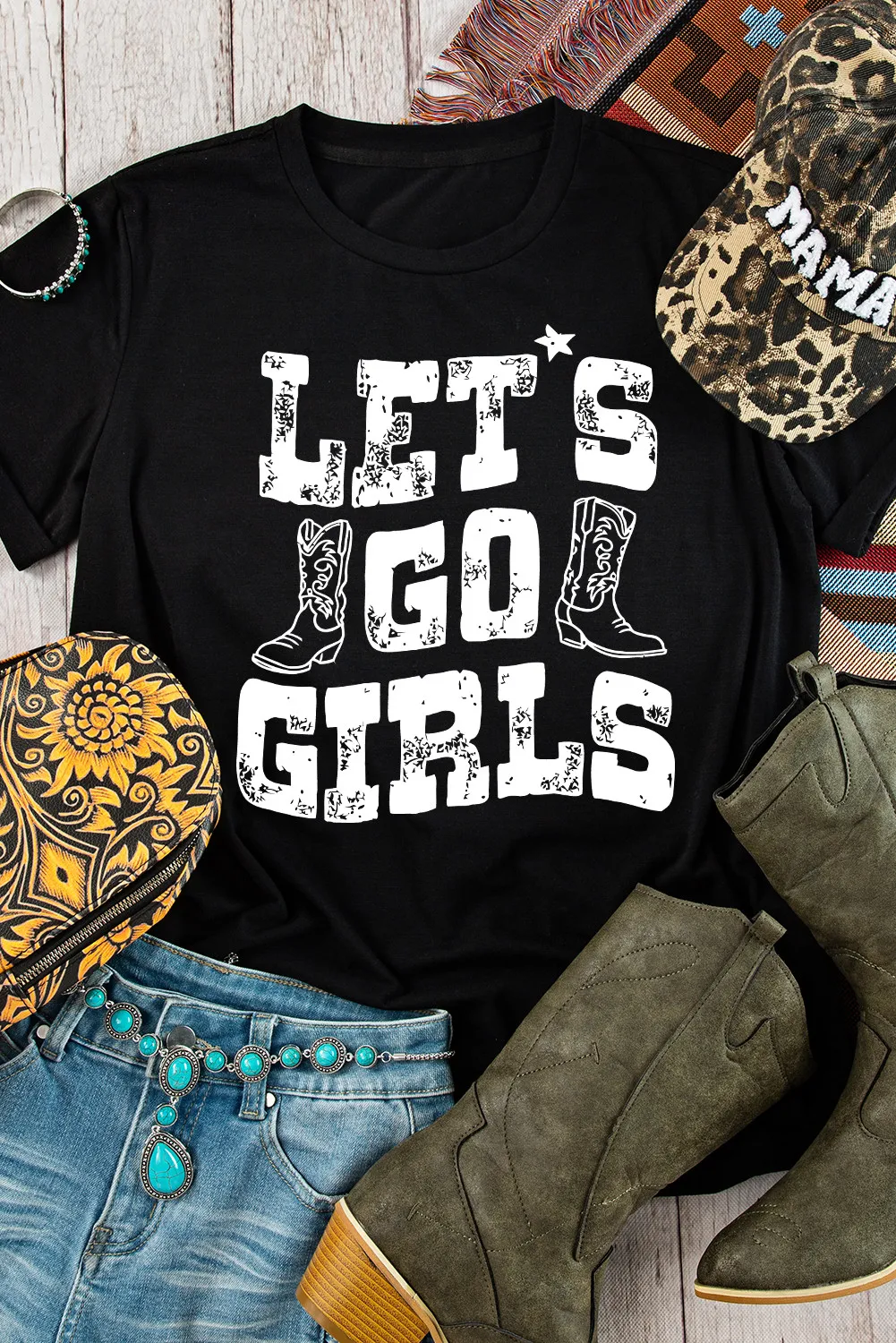 Letter Graphic Round Neck Short Sleeve T-Shirt, image 2