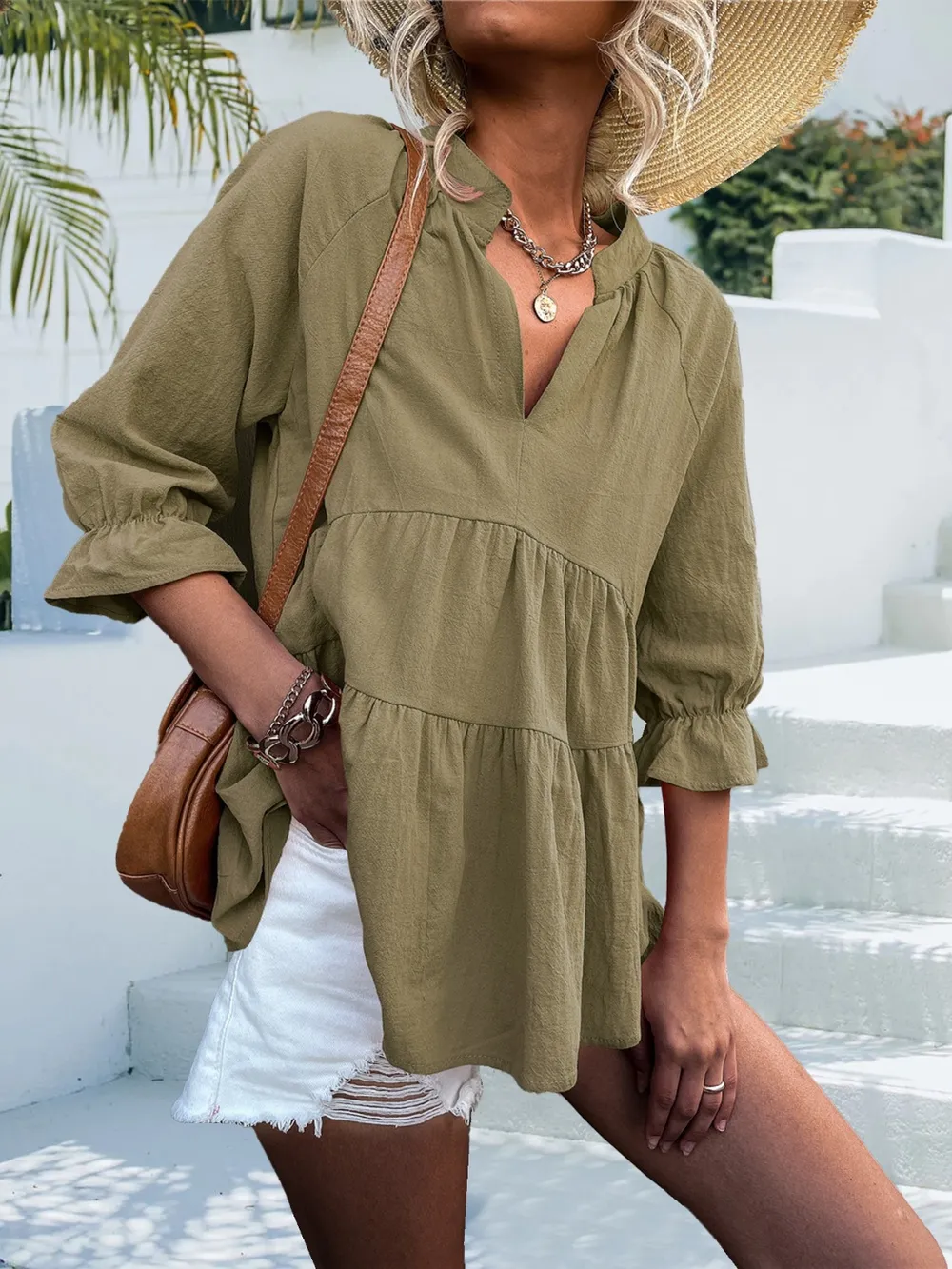 Notched Flounce Sleeve Blouse, image 10
