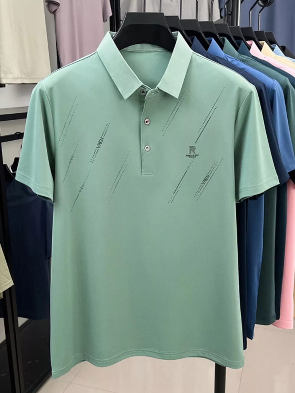 Men's Plus Size Button Detail Short Sleeve Polo, image 5