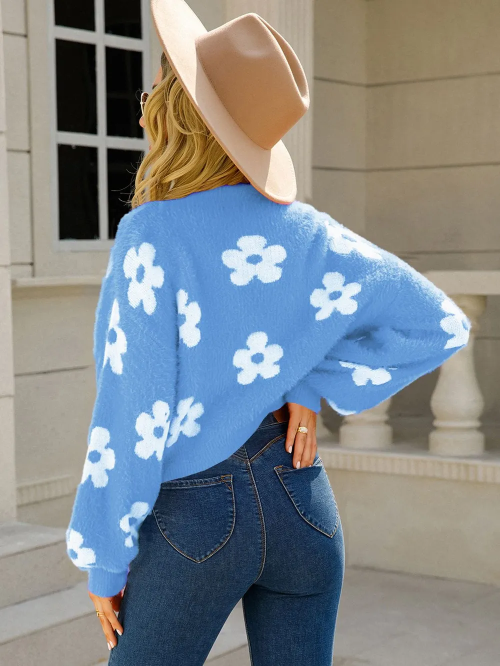 Flower Open Front Long Sleeve Cardigan, image 21