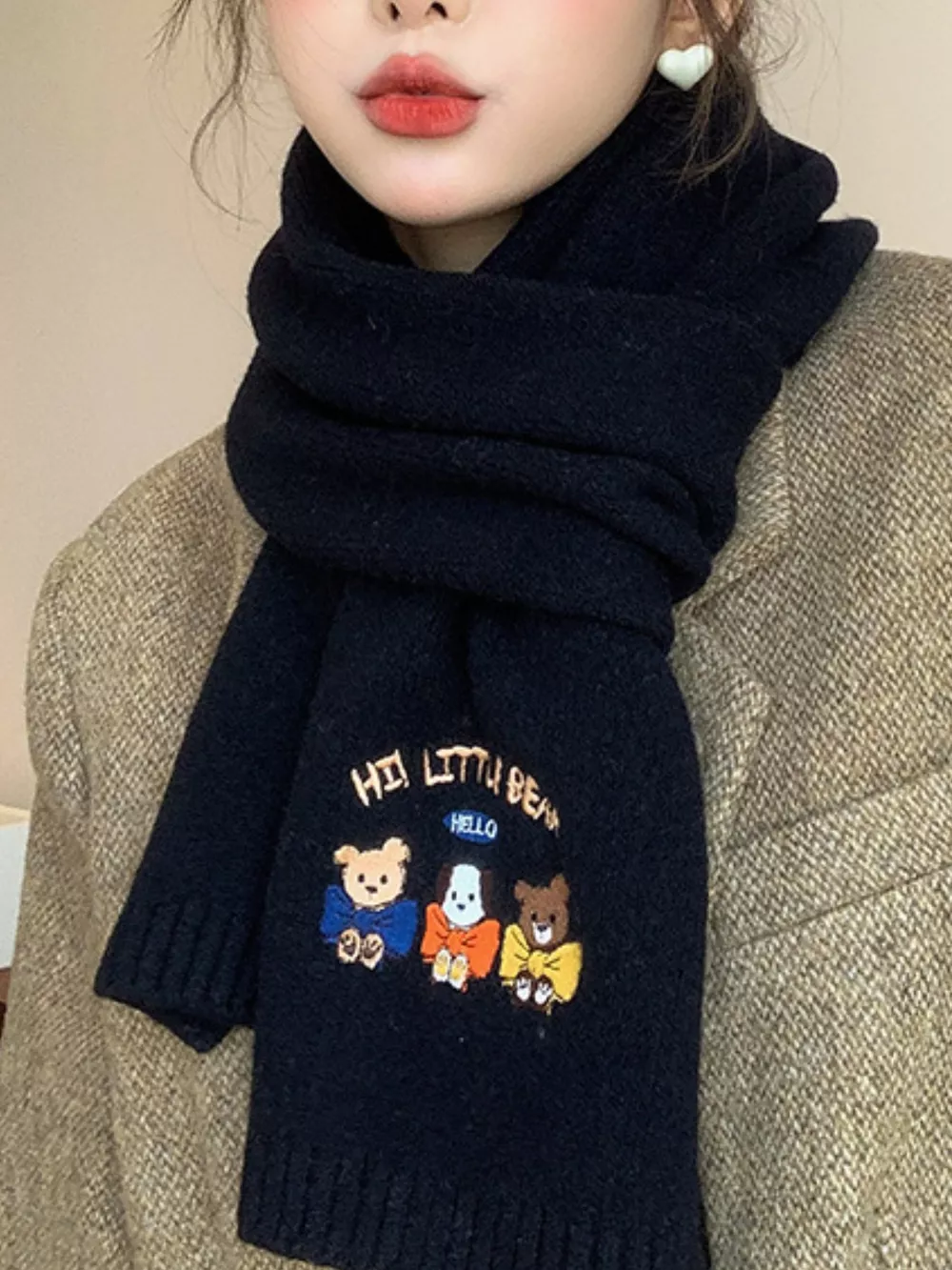 Embroidered Cartoon Warm Scarf, image 5