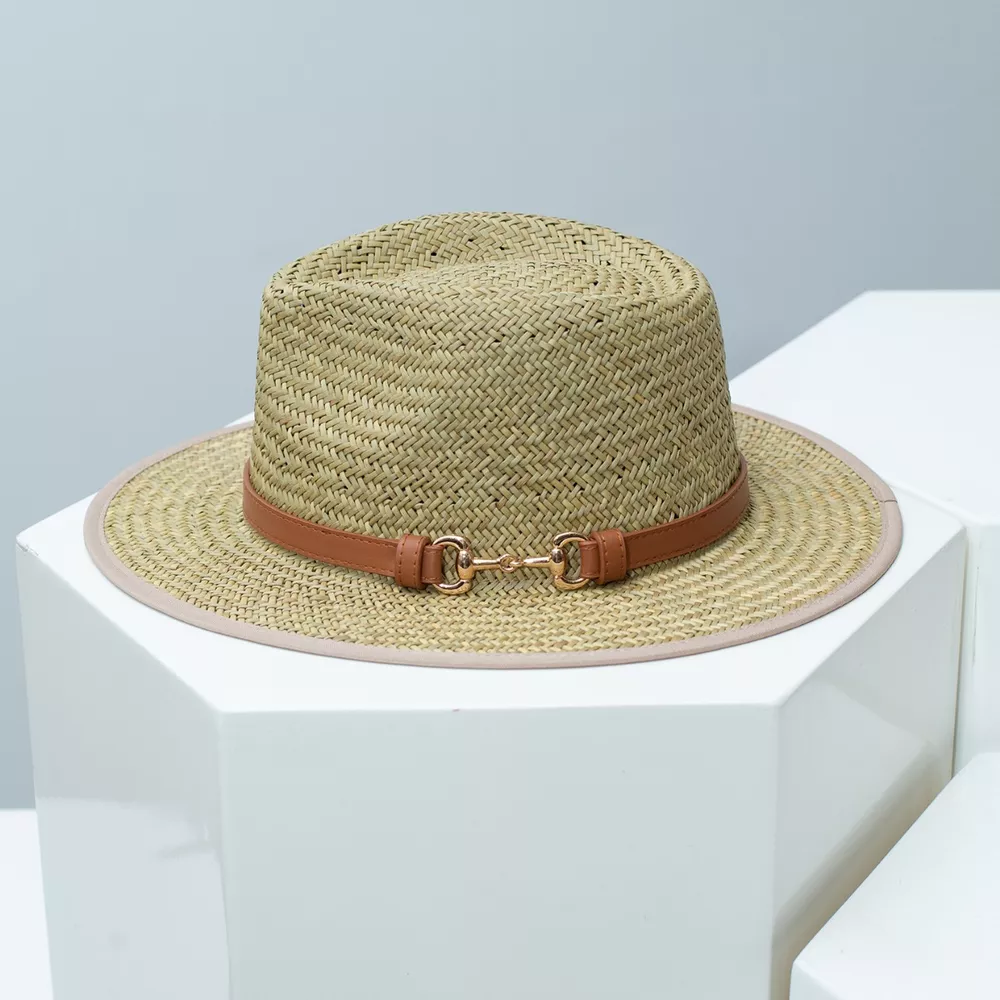 Straw Fedora Hat with Decorative Band, image 5