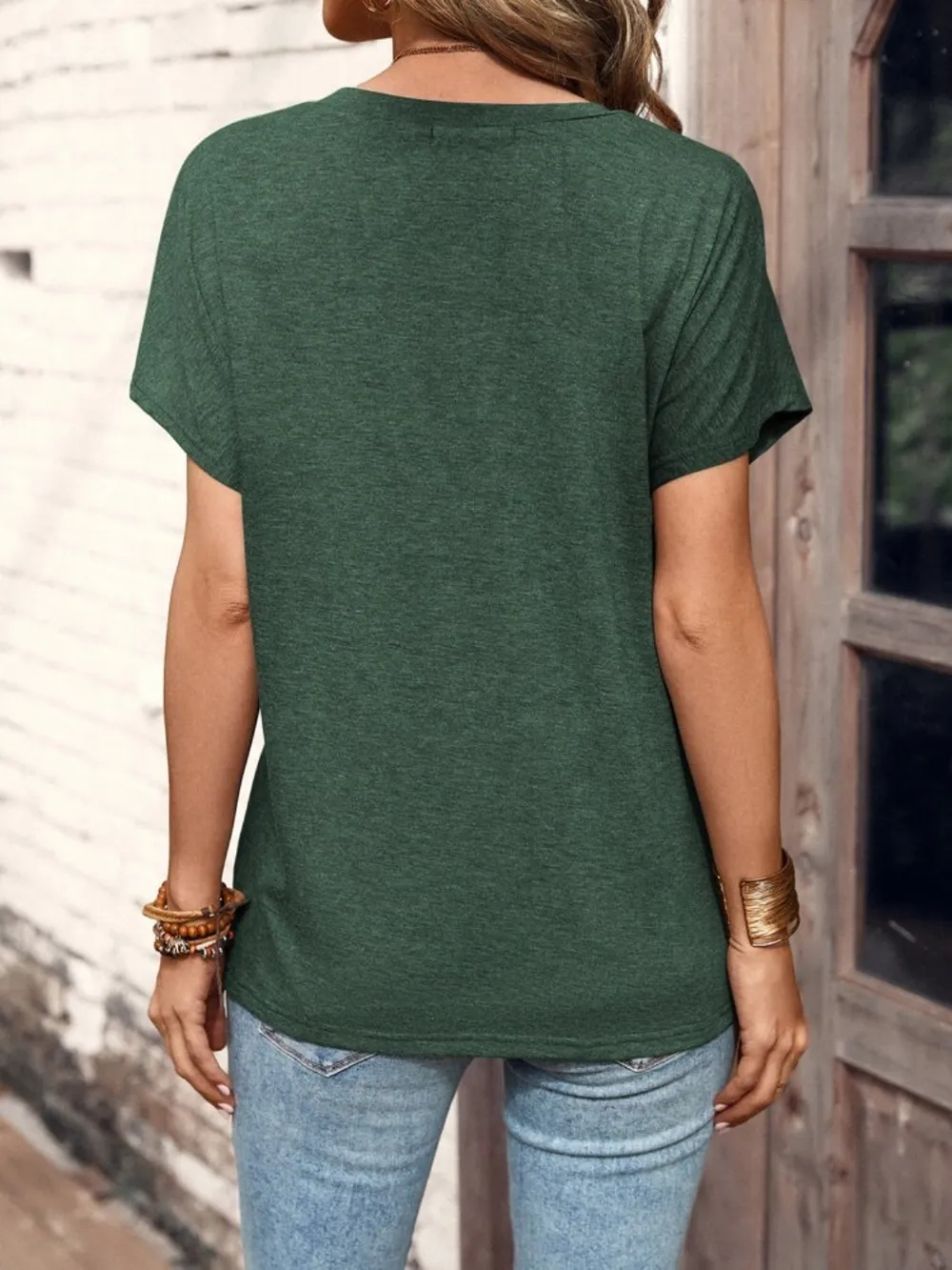 Half Button Short Sleeve Top, image 8