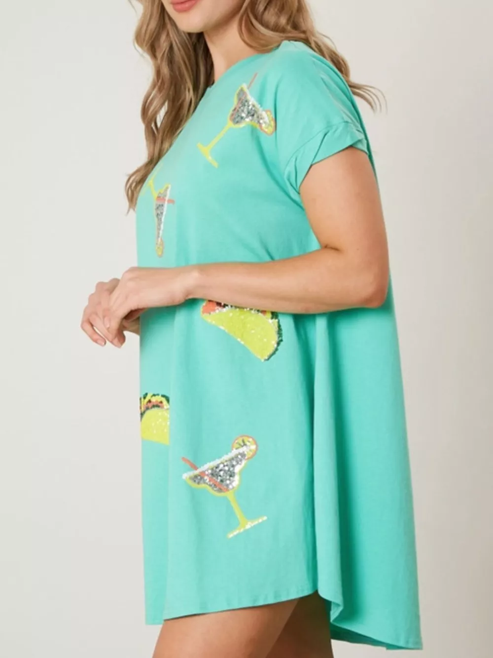 Sequin Short Sleeve Summer Tee Dress, image 6