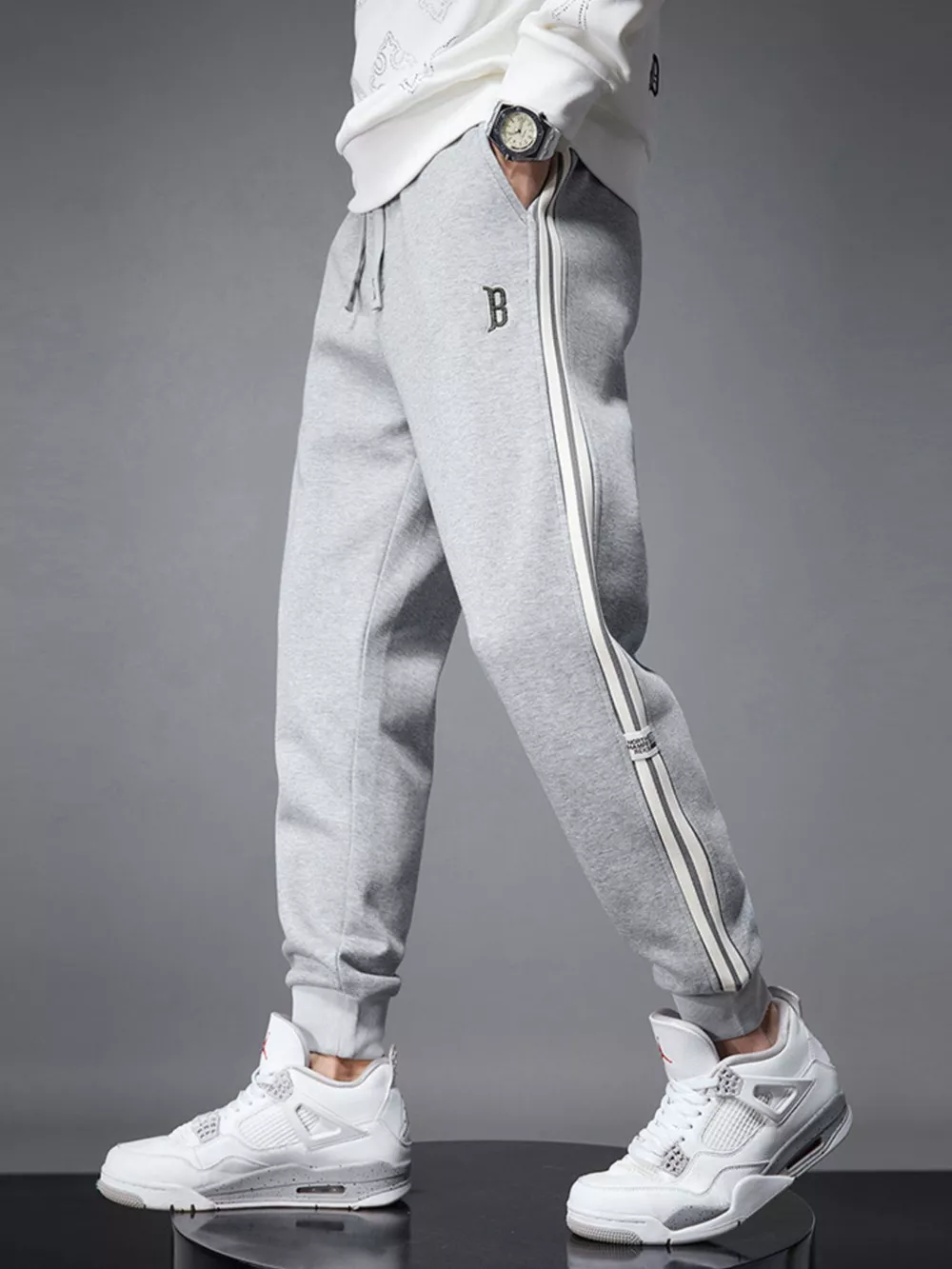 Men's Casual Striped Joggers, image 2