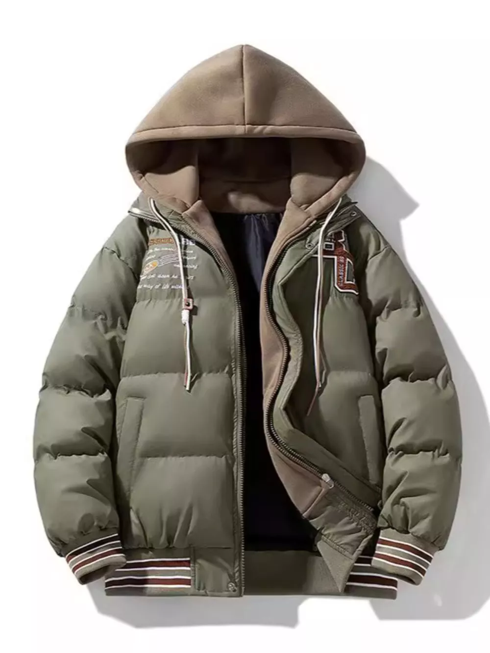 Men's Plus Size Hooded Padded Puffer Jacket, image 2