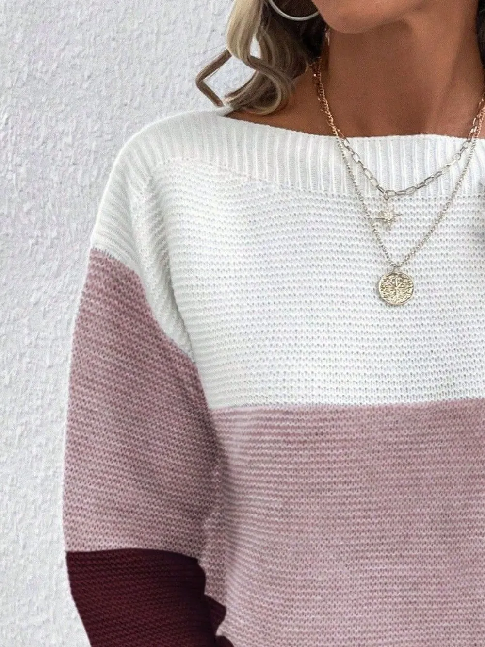 Color Block Boat Neck Sweater, image 29