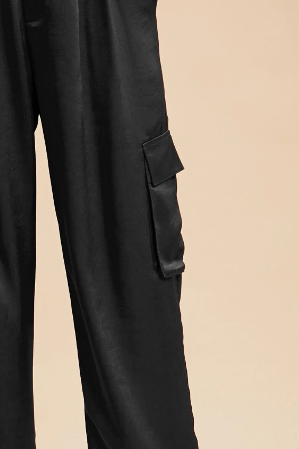 Wide Leg Cargo Satin Pants, image 3