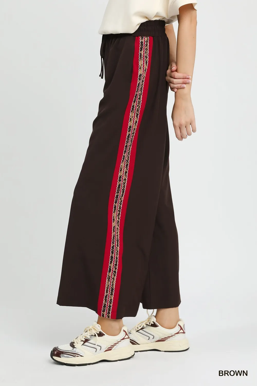 Wide Leg Pants with Contrast Side Trim, image 4