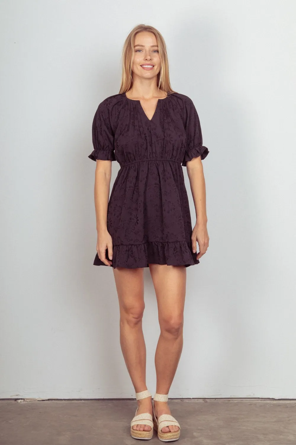 Floral Textured Woven Ruffled Mini Dress, image 4