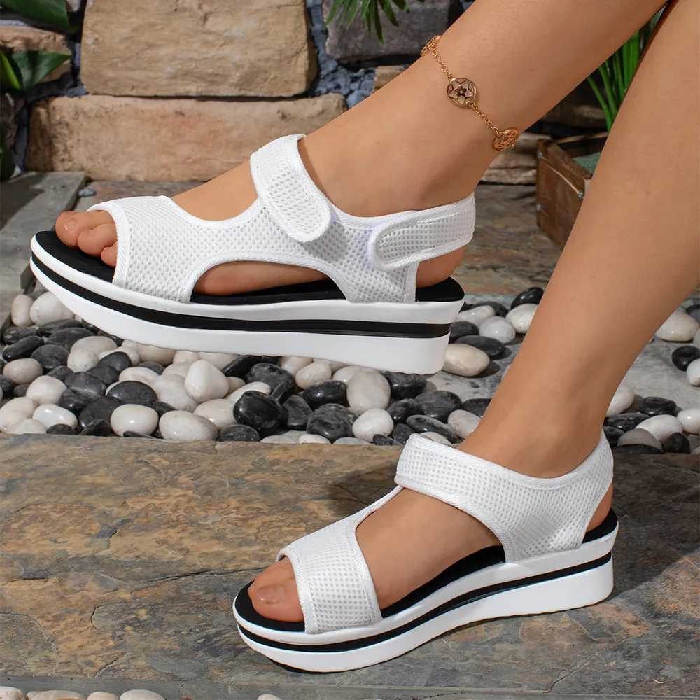 Mesh Open Toe Platform Sandals, image 19