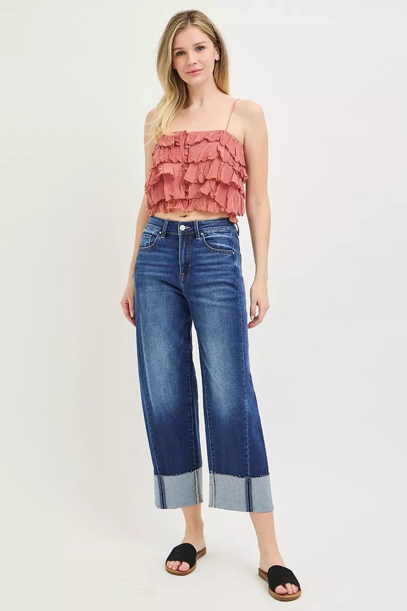Full Size Slouchy Crop Barrel Cuffed Jeans Plus Size, image 6
