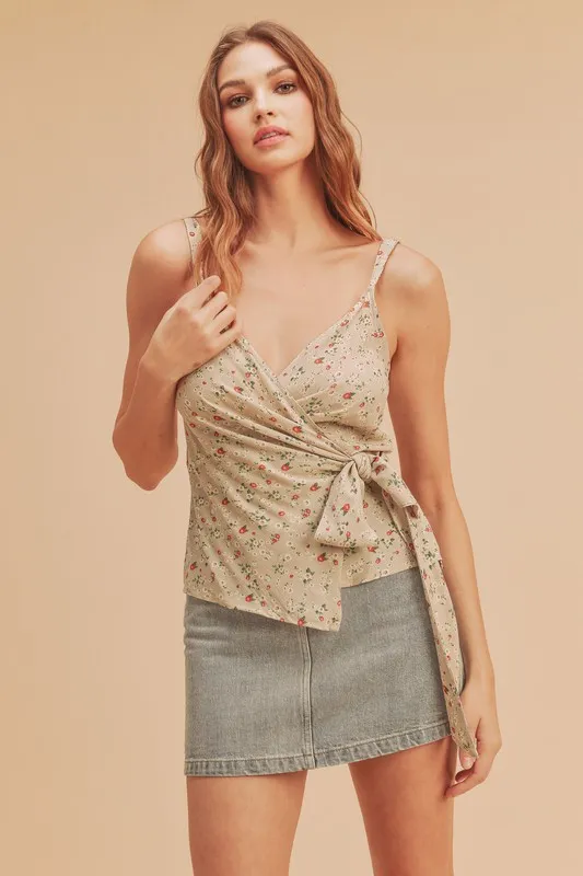 Ditsy Floral Surplice Adjustable Straps Cami, image 2
