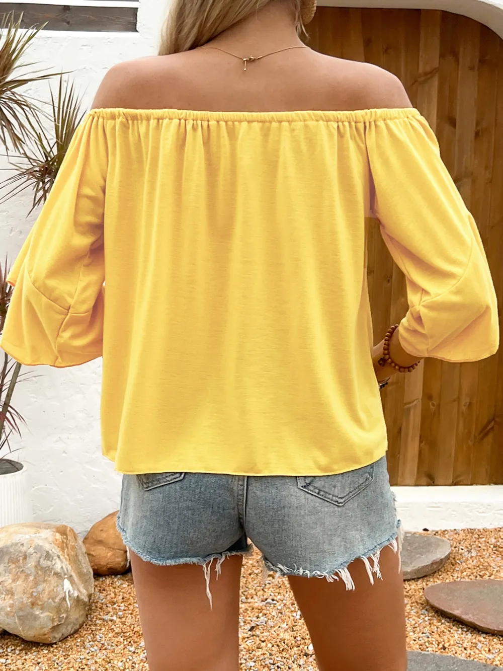 Tied Solid Off-Shoulder Blouse, image 8