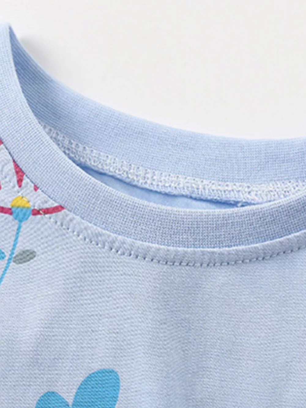 Children's Floral Print Round Neck Tee and Shorts Set, image 2