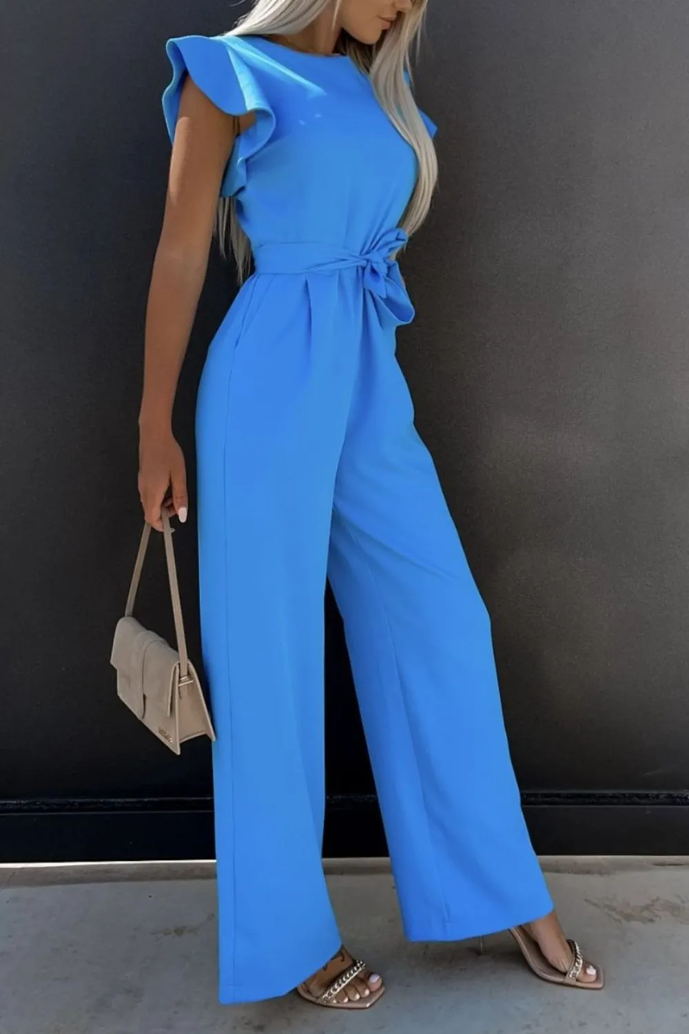Round Neck Cap Sleeve Jumpsuit, image 9