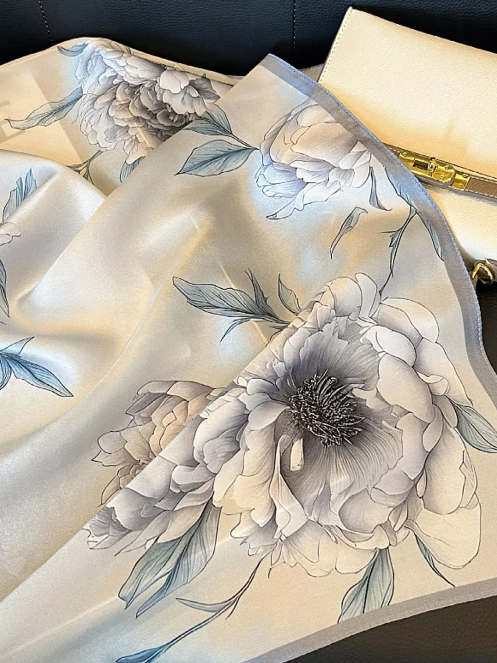 Floral Print Silk Square Scarf, image 5