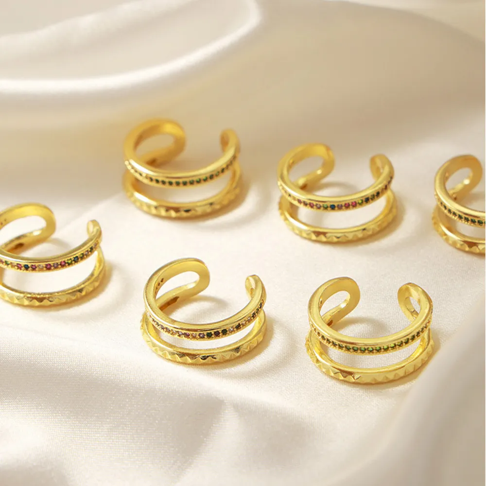 Gold-Plated Czech Diamond Double-Layered Ring, image 6