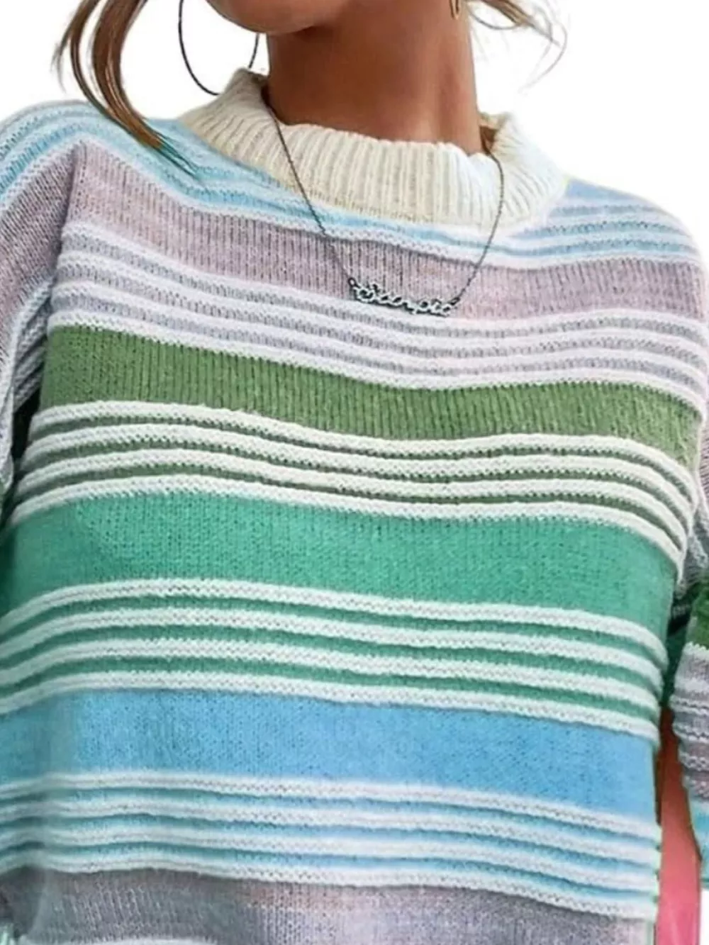 Rainbow Striped Drop Shoulder Oversized Sweater, image 12