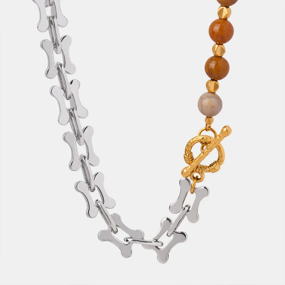 Titanium Steel Egg Yolk Stone Necklace, image 8