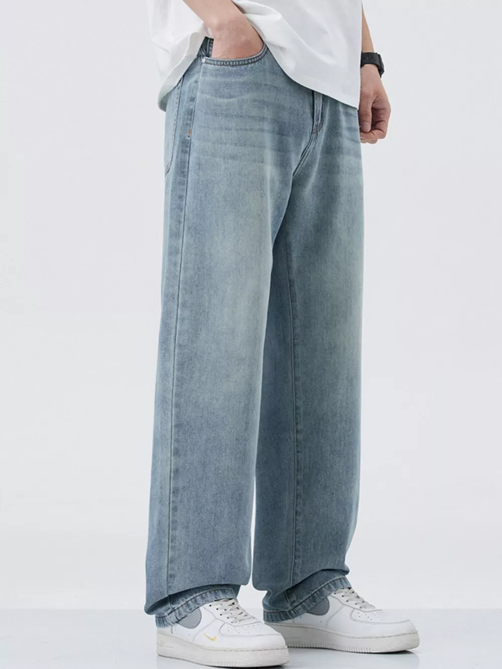 Men's Wide Leg Relaxed Fit Jeans, image 5