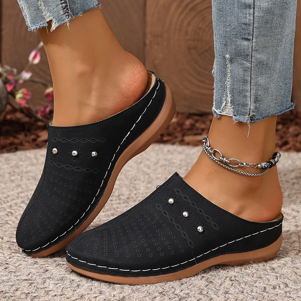 Round Toe Studded Slip-Ons, image 3