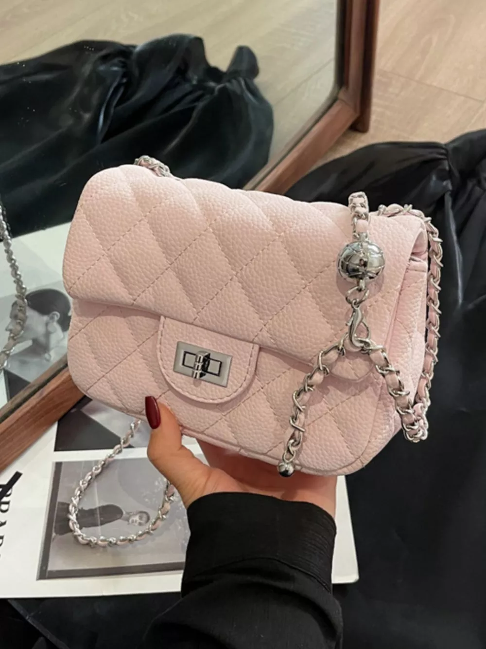 Quilted Chain Crossbody Bag, image 7