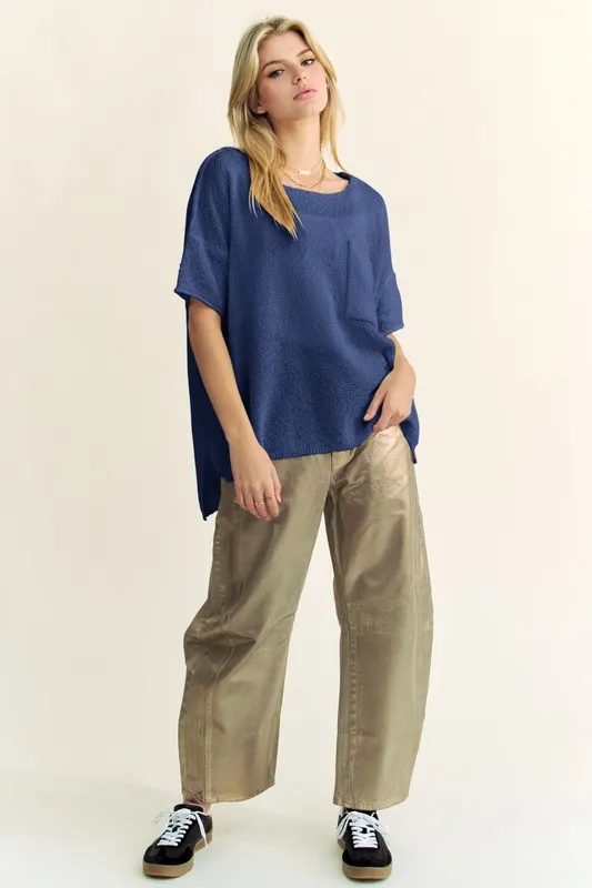 High-Low Round Neck Knit Top, image 4