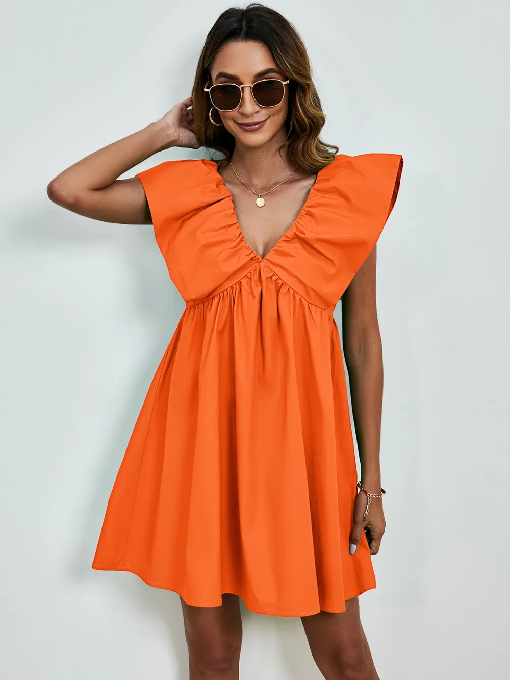 V-Neck Cap Sleeve Mini Dress, image 4