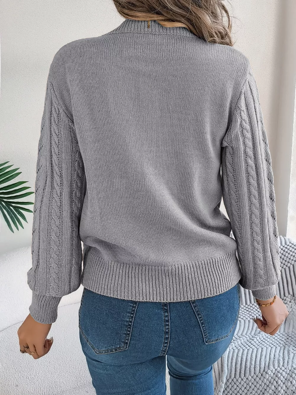 Cable-Knit Round Neck Sweater, image 13