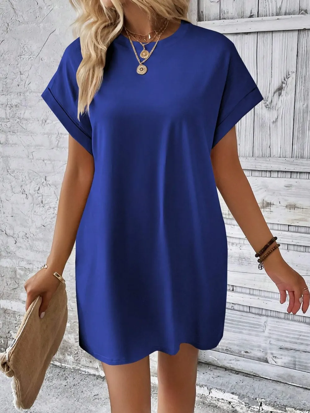 Round Neck Short Sleeve Mini Dress, image 14