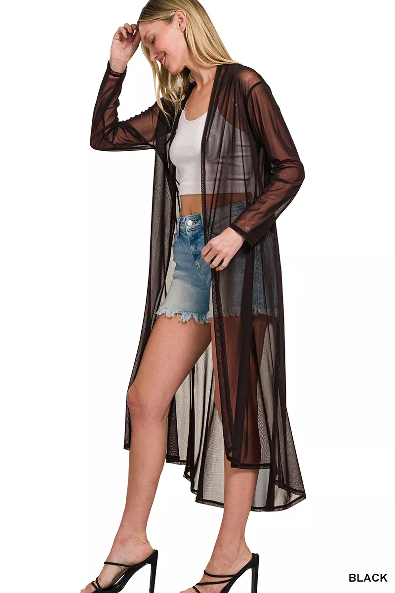 Mesh Open Front Cardigan, image 2