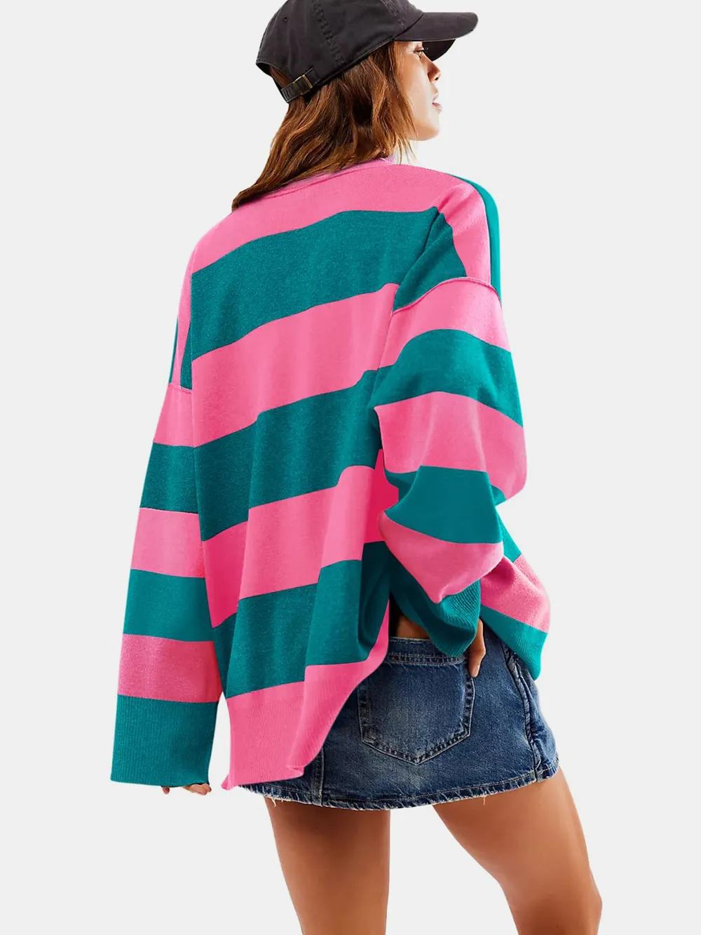 Color Block Half Zip Long Sleeve Sweater, image 4