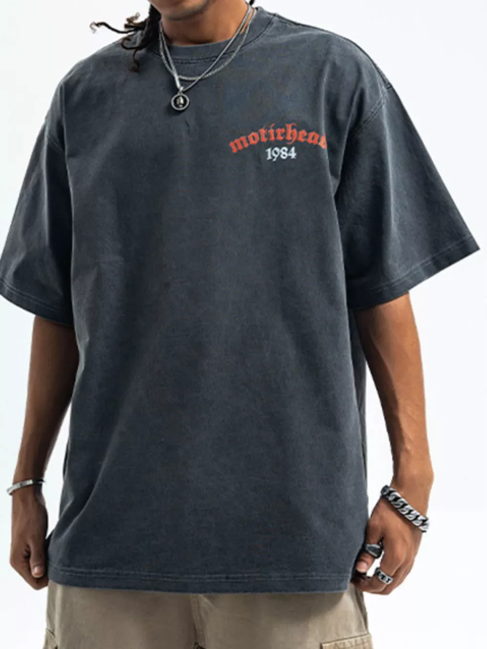 Men's Vintage Letter Graphic Washed T-Shirt, image 4