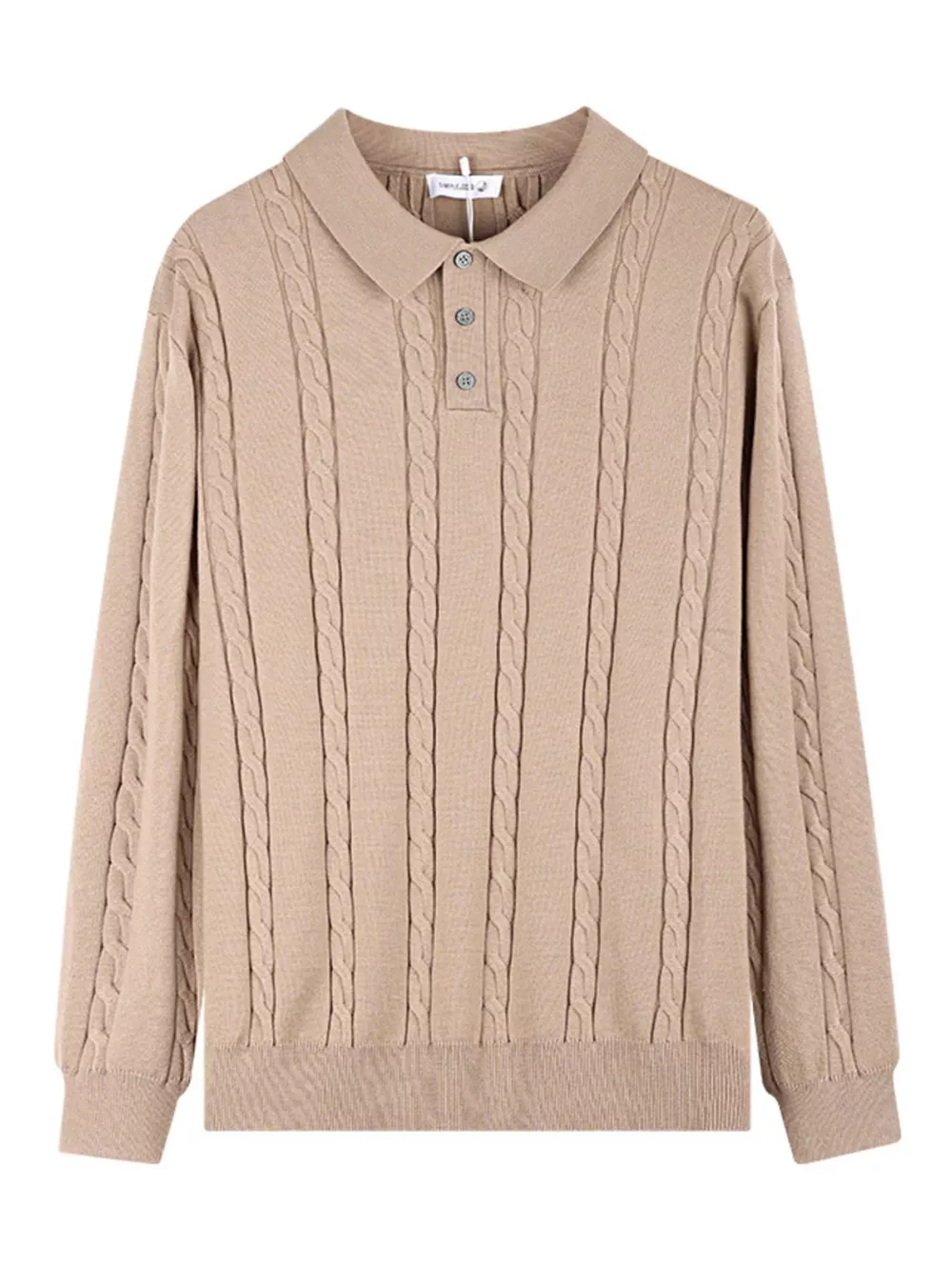 Men's Plus Size Cable-Knit Polo Collar Sweater, image 8