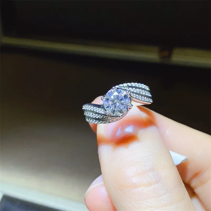 1 Carat Moissanite 925 Sterling Silver Ring, image 2