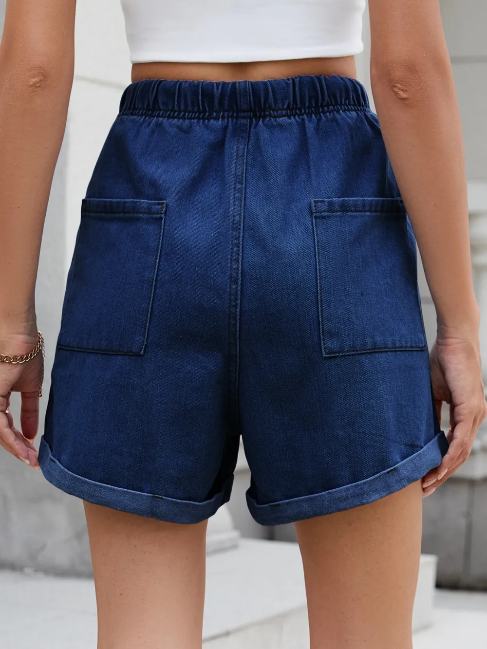 Drawstring Wash Denim Shorts, image 10