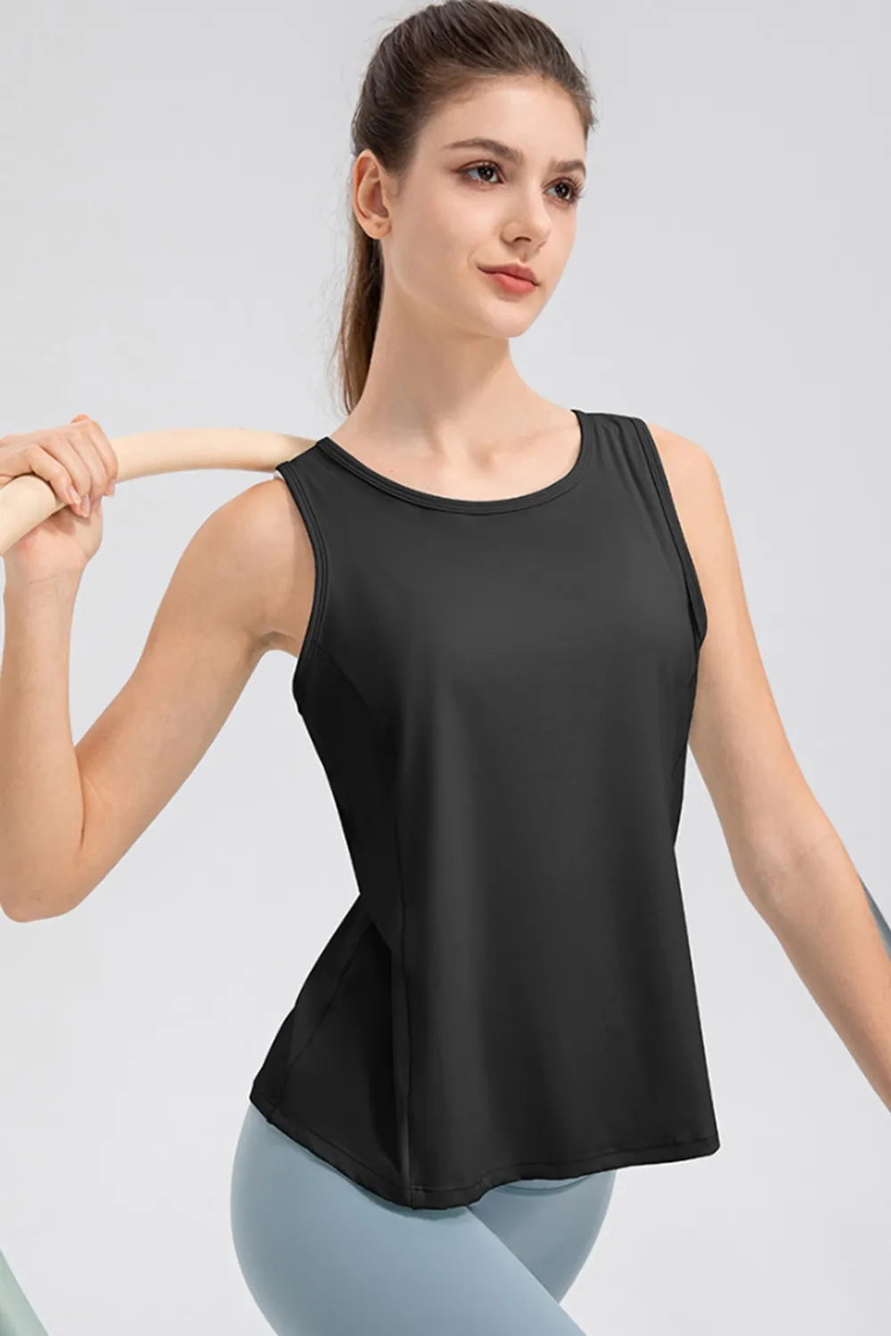 Wide Strap Round Neck Active Tank, image 6