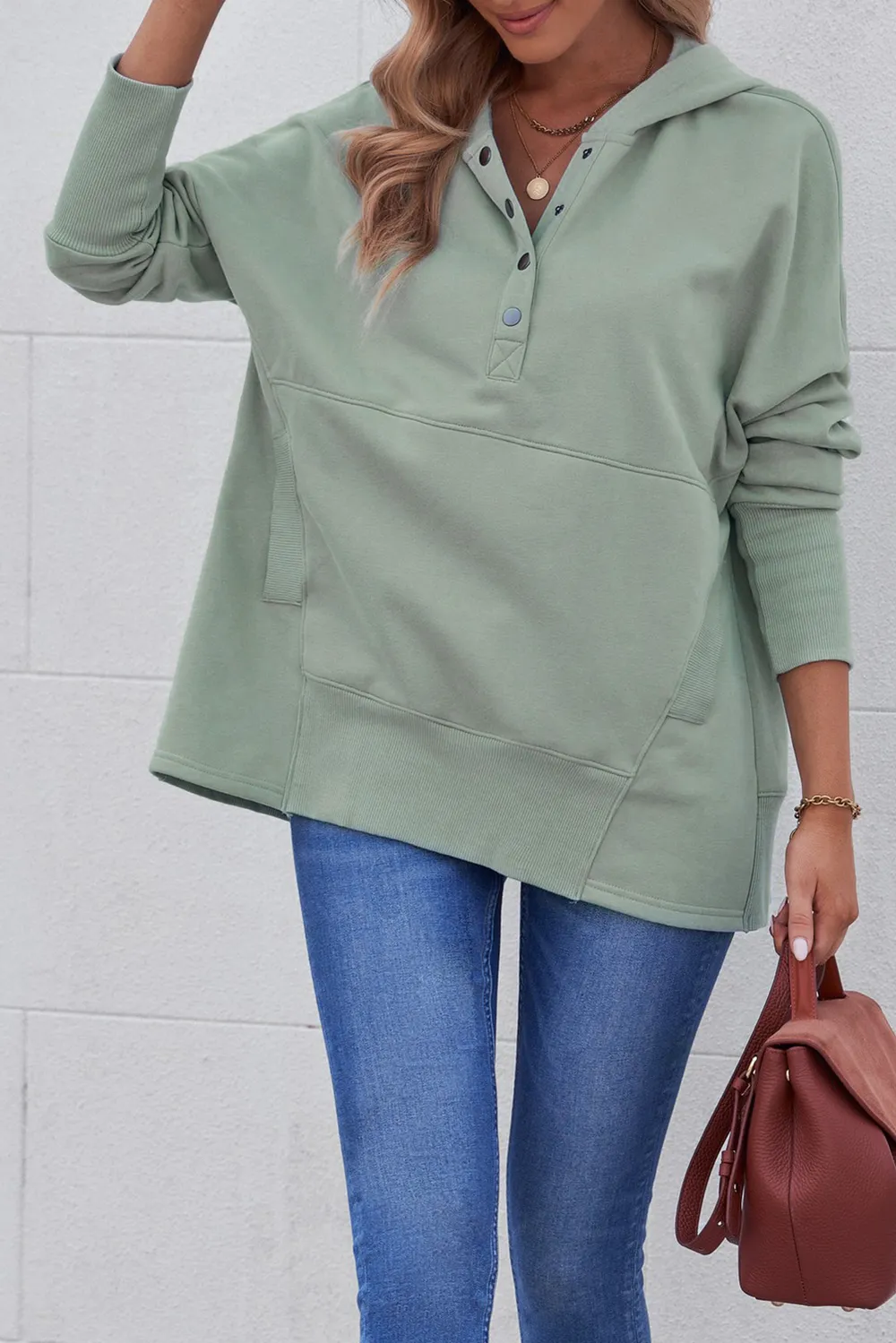 Quarter-Snap Dropped Shoulder Hoodie, image 14