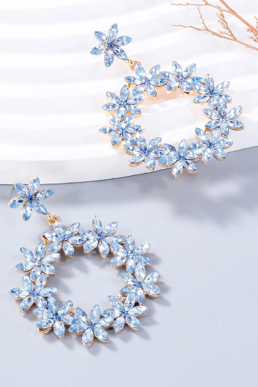Rhinestone Flower Dangle Earrings, image 3