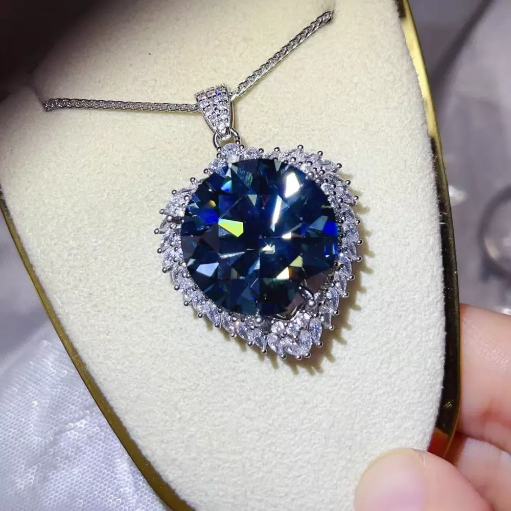 20 Carat Moissanite 925 Sterling Silver Pendant Necklace, image 3