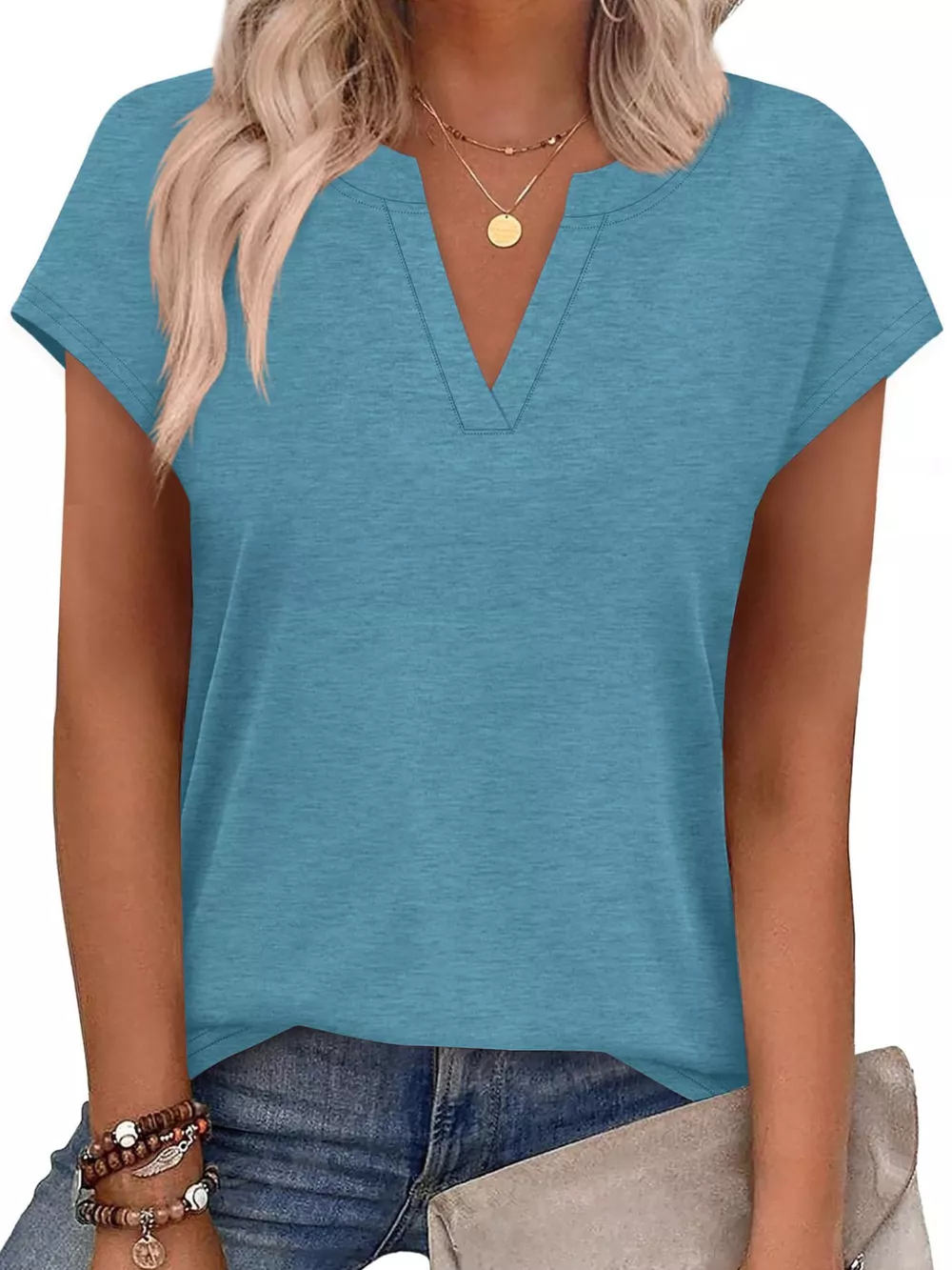 Notched Short Sleeve T-Shirt, image 12