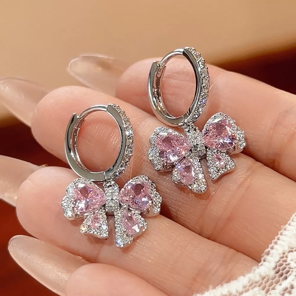 Zircon Bowknot Drop Earrings