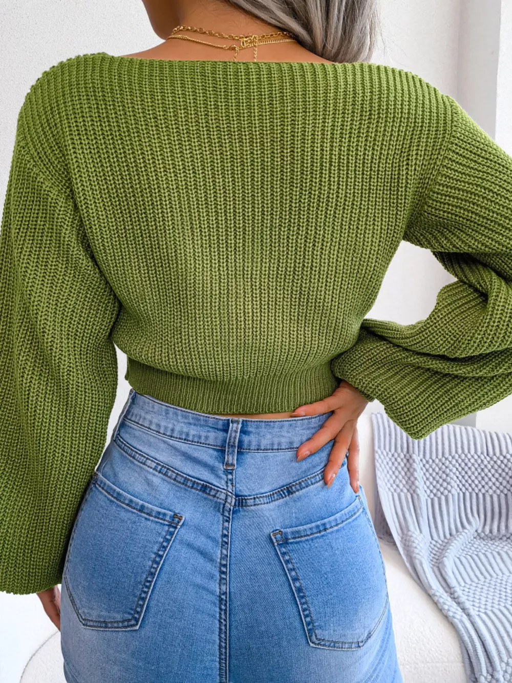 Tie-Front Cropped Sweater, image 3