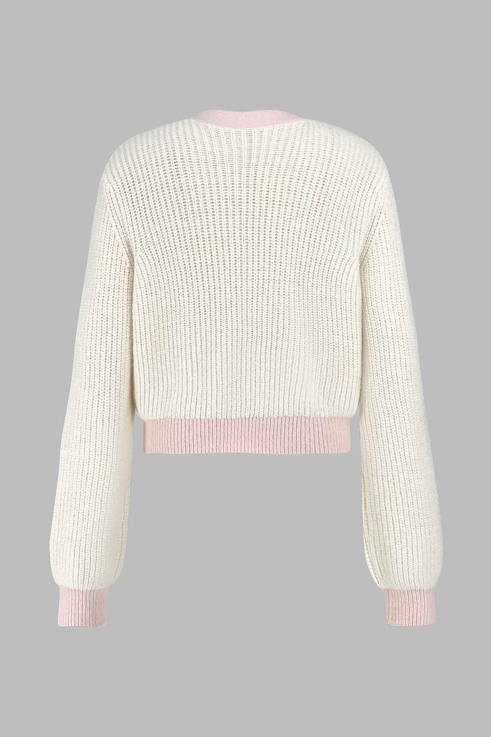 Contrast Trim Button Up Dropped Shoulder Cardigan, image 2