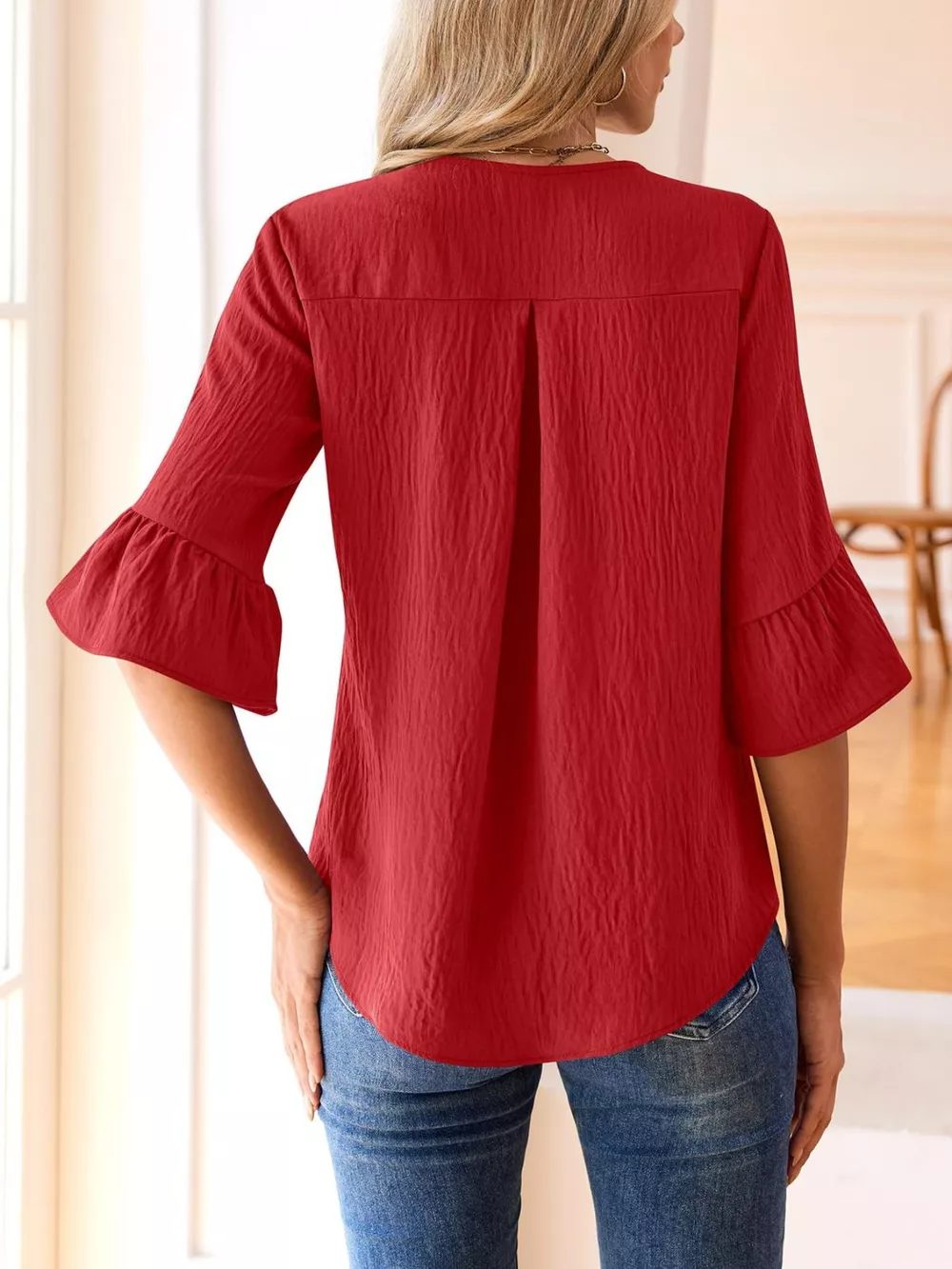 Ruffle Trim V-Neck Blouse, image 15