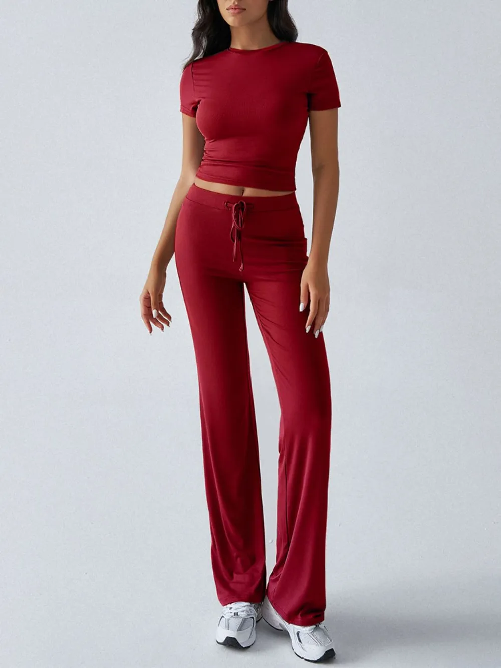 Round Neck Short Sleeve Top and Pants Set, image 15
