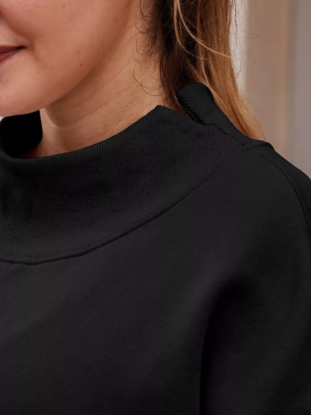 Mock Neck Dropped Shoulder Sweatshirt, image 8