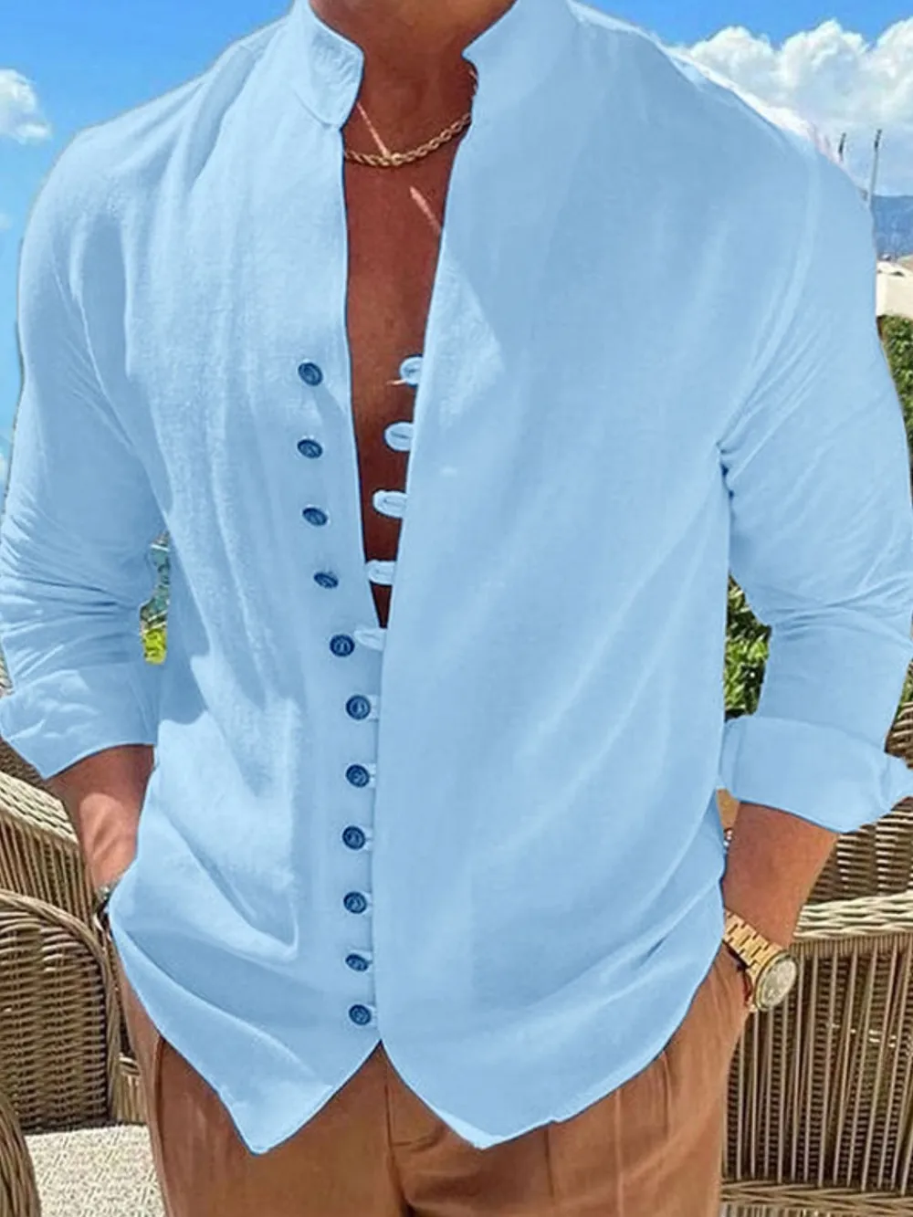 Men's Full Size Button Up Long Sleeve Shirt Plus Size, image 7